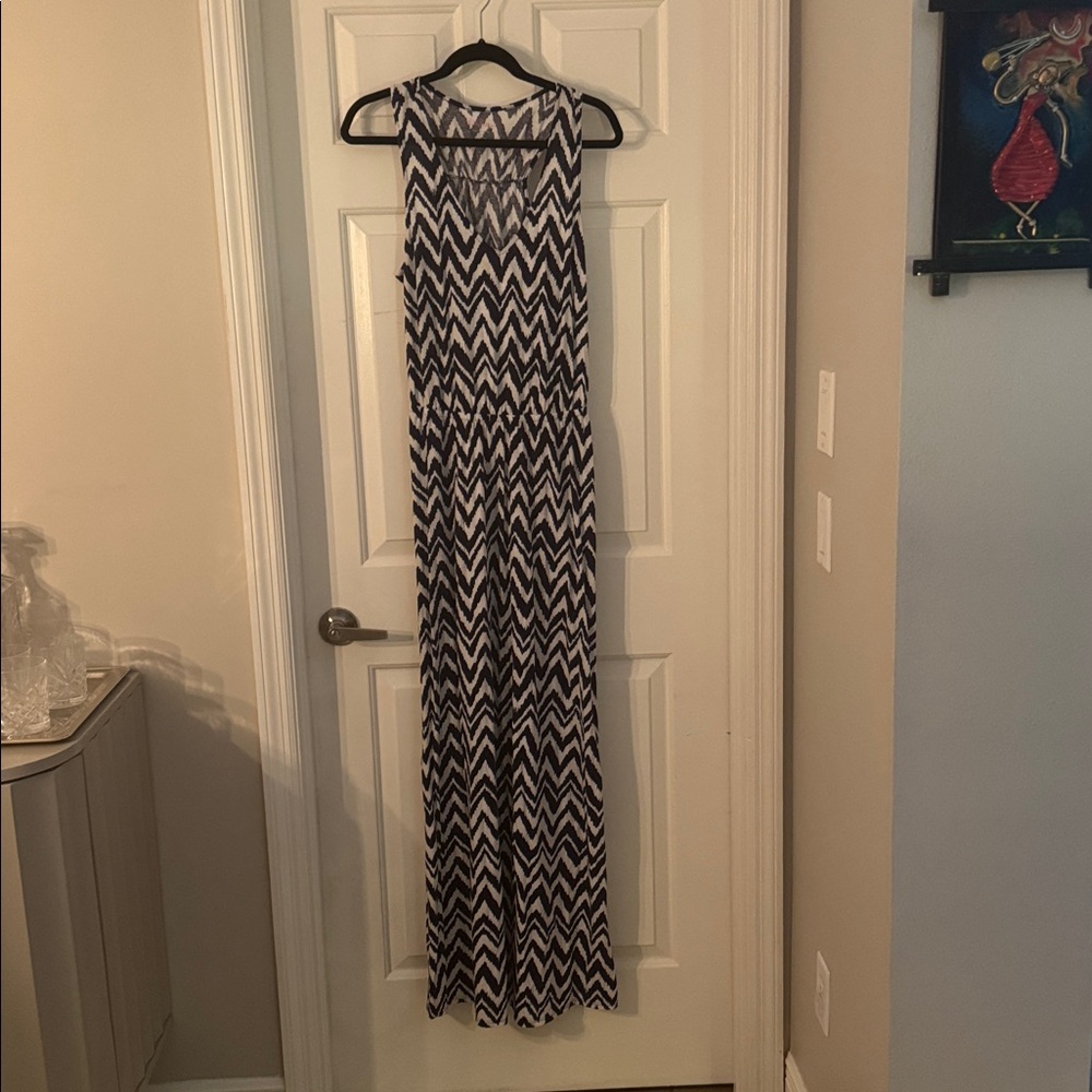 Lilly Pulitzer pima cotton navy and white Chevron maxi